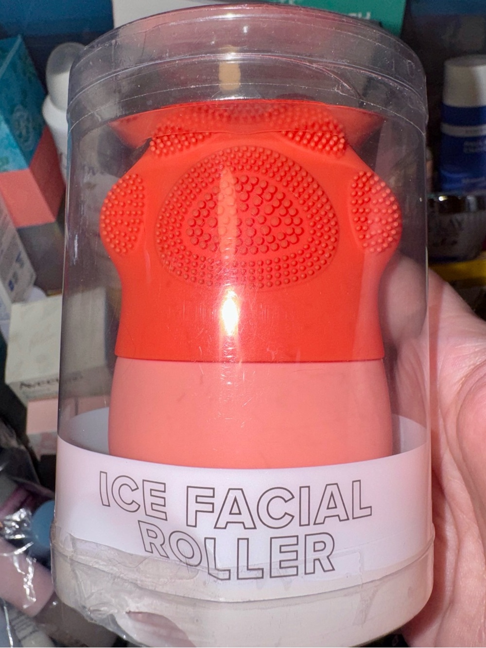 Ice Facial Roller Silicone Face Cleansing Brush - Coral Orange
